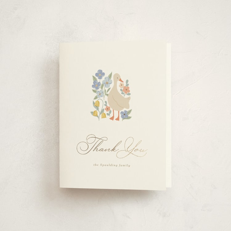 "Spring Awakening" - Foil-Pressed Baby Shower Thank You Cards in Meadow by Brandy Folse - Front