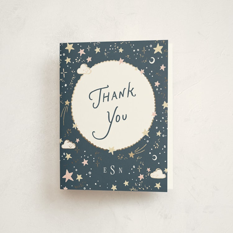 "Stellar" - Foil-Pressed Baby Shower Thank You Cards in Celestial by Leah Bisch - Front