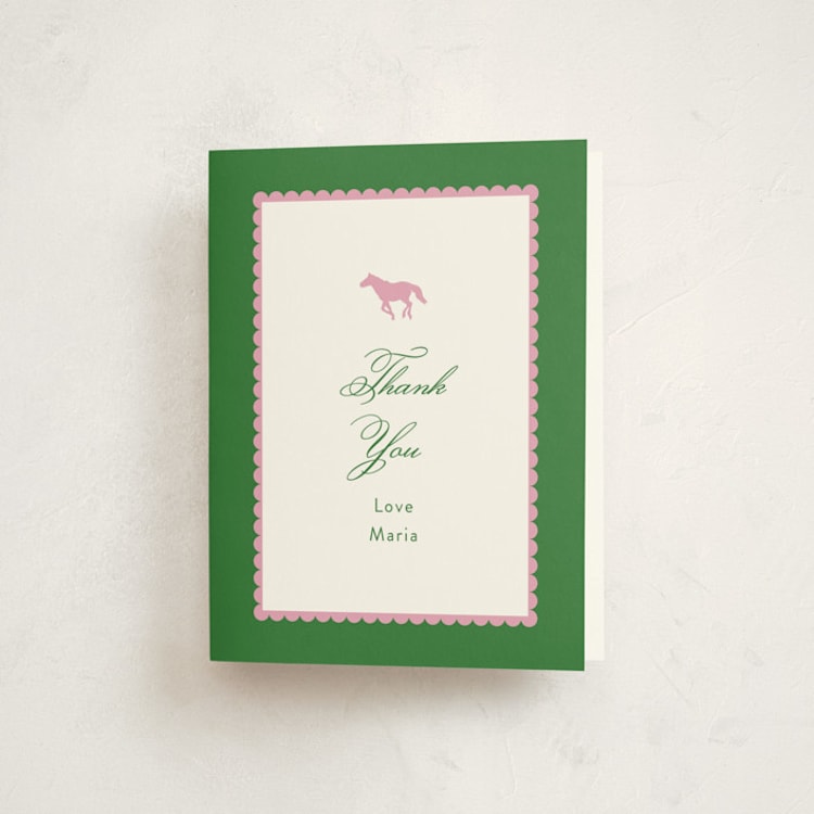 "Derby Party" - Baby Shower Thank You Cards in Bubblegum by Ashlee Townsend - Front