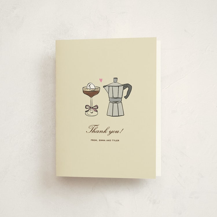 "Espresso" - Baby Shower Thank You Cards in Cream by Jennifer Lew - Front