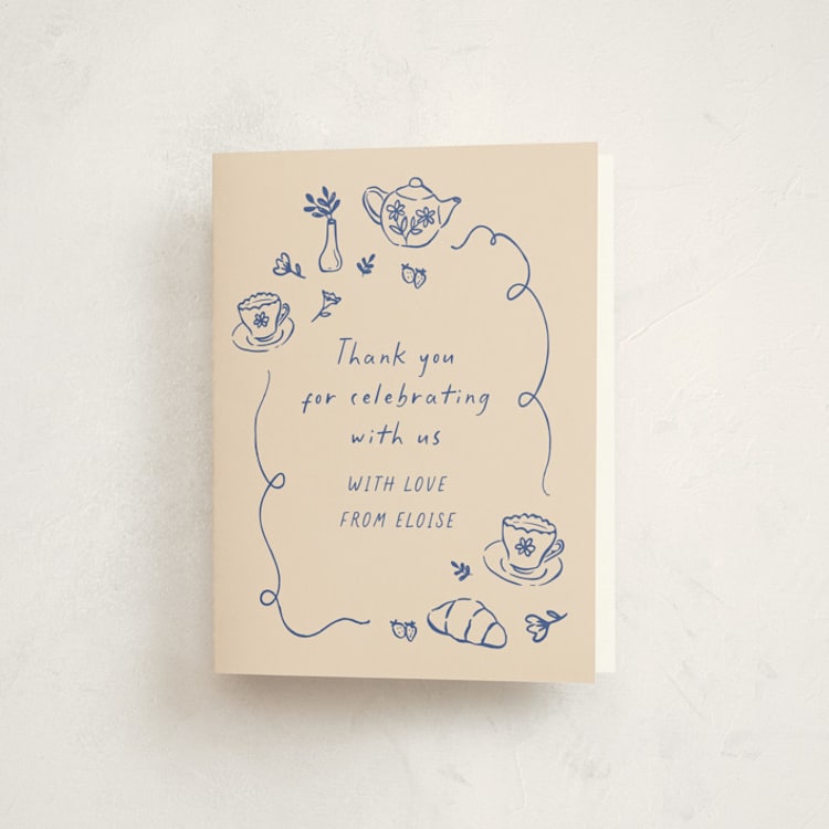 "Doodle Tea Party" - Baby Shower Thank You Cards in Fine China by Carmia C. - Front