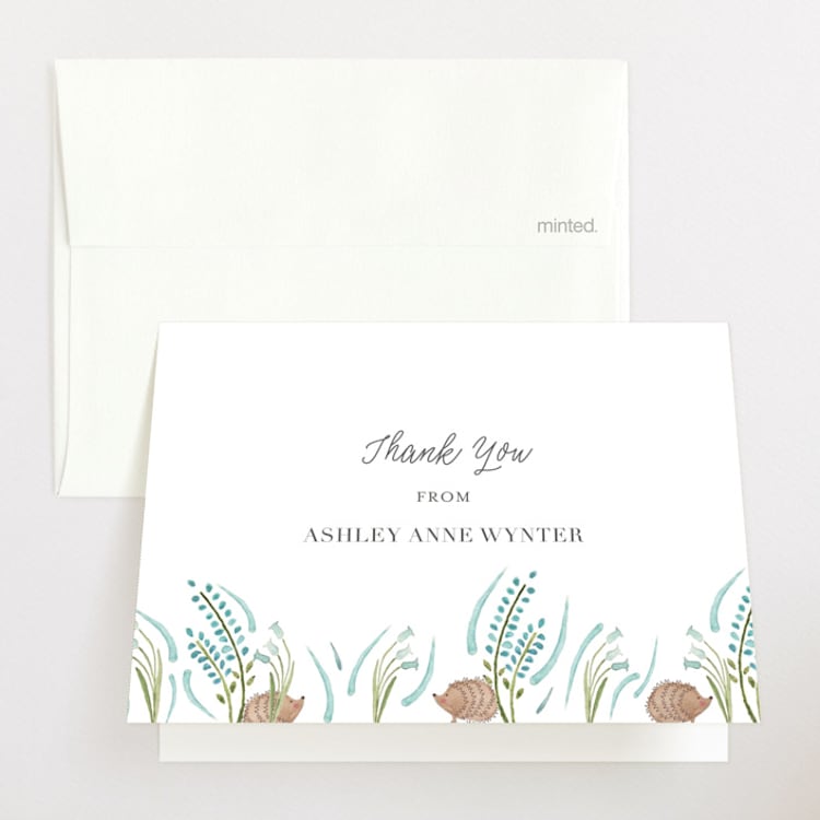 "Hedge Hog Heaven" - Baby Shower Thank You Cards in Robin's Egg by Hallie Fischer - Front