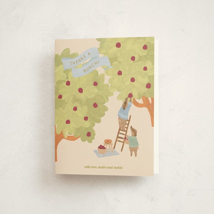 "Apple Orchard" - Baby Shower Thank You Cards in Blueberry by Natalie Rae - Front