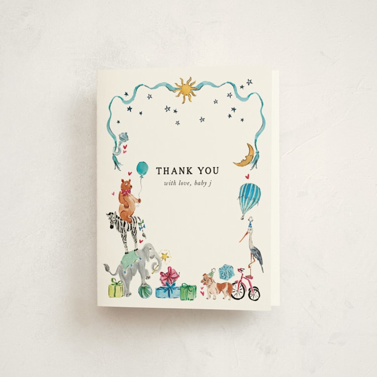 "Favorite Things" - Baby Shower Thank You Cards in Celestial by Jill Delavan - Front