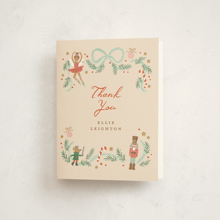 "Little Sugar Plum" - Baby Shower Thank You Cards in Cream by Jennifer Wick - Front