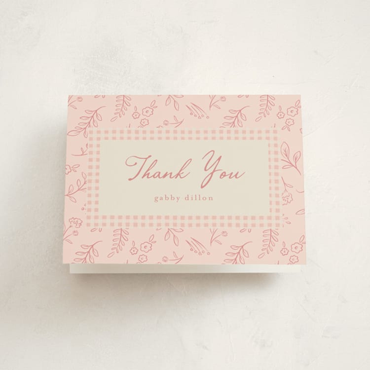 "Woodland" - Baby Shower Thank You Cards in Rose by Erin German - Front