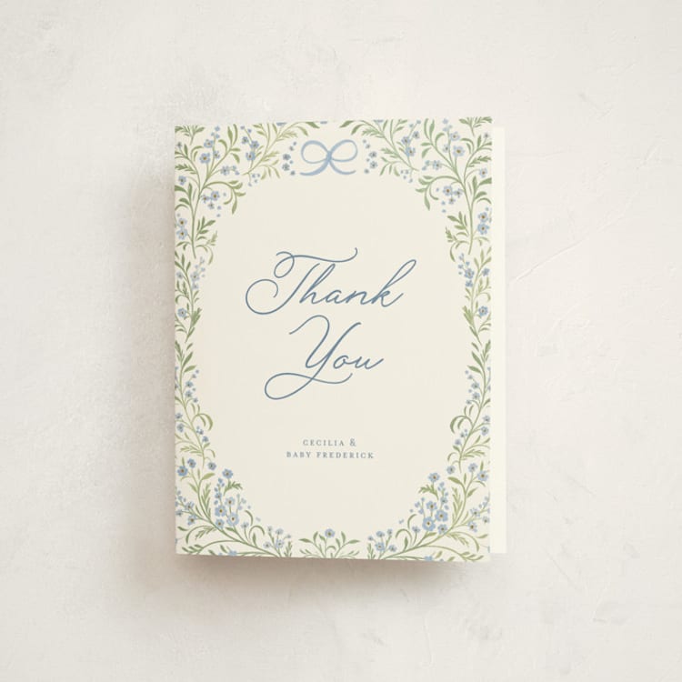 "Darling" - Baby Shower Thank You Cards in Sky by Paper Raven Co. - Front