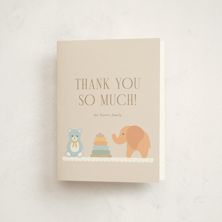 "Charming Nursery" - Baby Shower Thank You Cards in Linen by Brandy Folse - Front