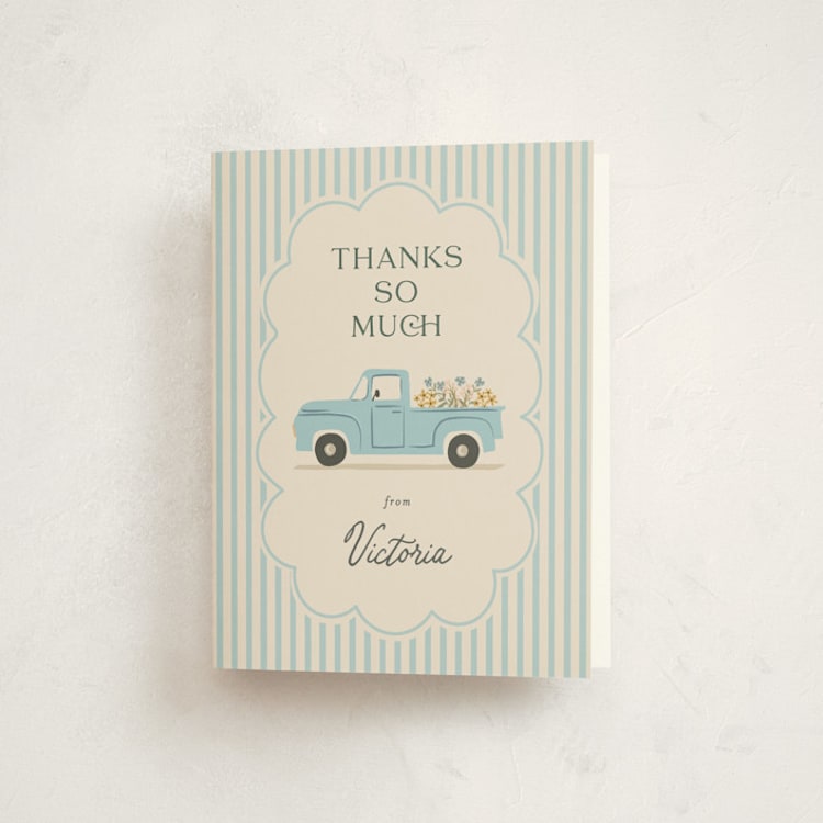 "Classic Truck" - Baby Shower Thank You Cards in Lake by Karidy Walker - Front