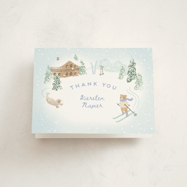 "Apres Bebe" - Baby Shower Thank You Cards in Frost by Jennifer Wick - Front