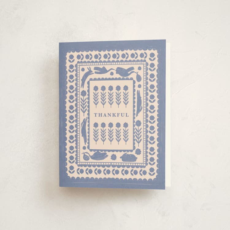 "Heirloom" - Baby Shower Thank You Cards in Powder by Sierra Lee - Front