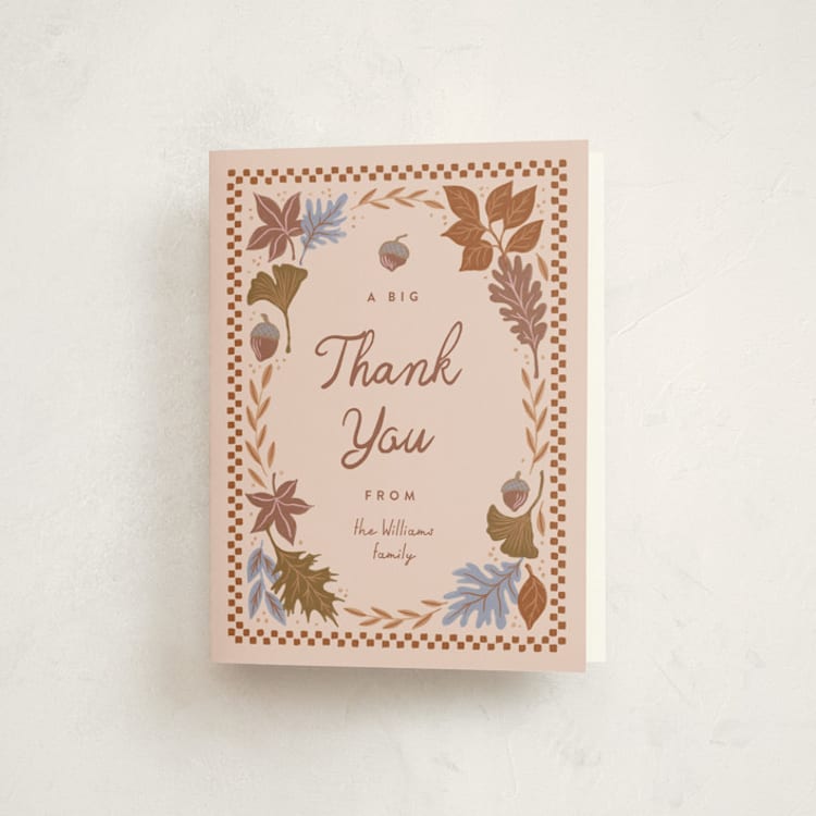 "Fall in Love" - Baby Shower Thank You Cards in Latte by Alethea and Ruth - Front
