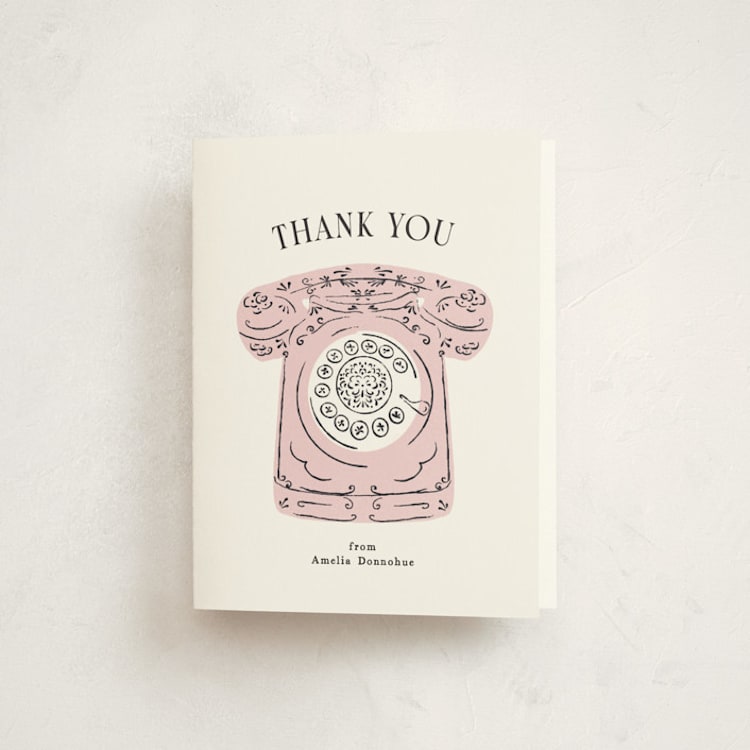 "Baby Calling" - Baby Shower Thank You Cards in Rosebud by Gwen Bedat - Front