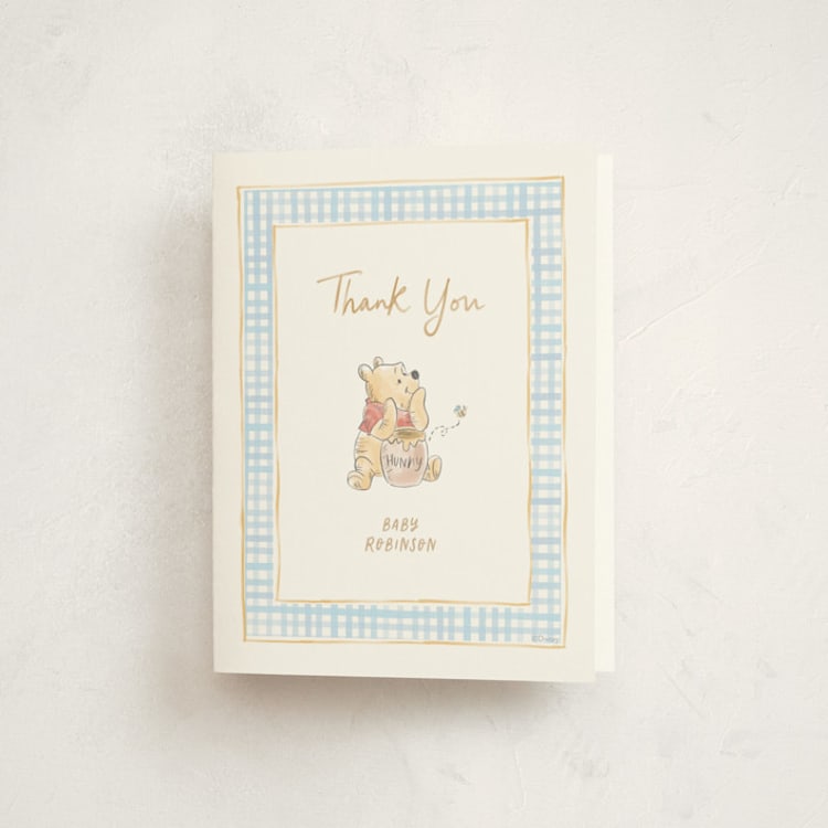 "Disney's Winnie The Pooh and a Lil Hunny" - Baby Shower Thank You Cards in Pond by Creo Study - Front