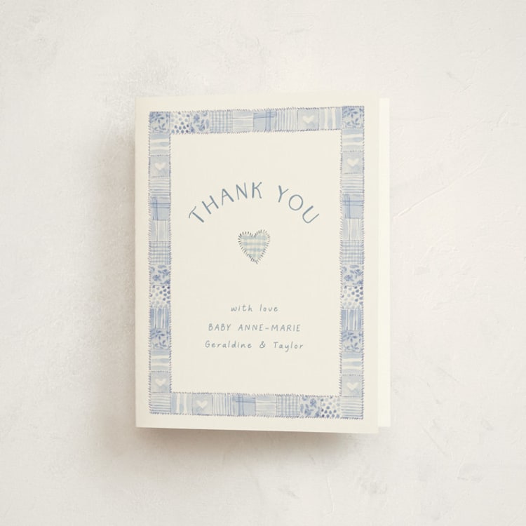 "Soft Quilt" - Baby Shower Thank You Cards in Blueberry by frau brandt - Front