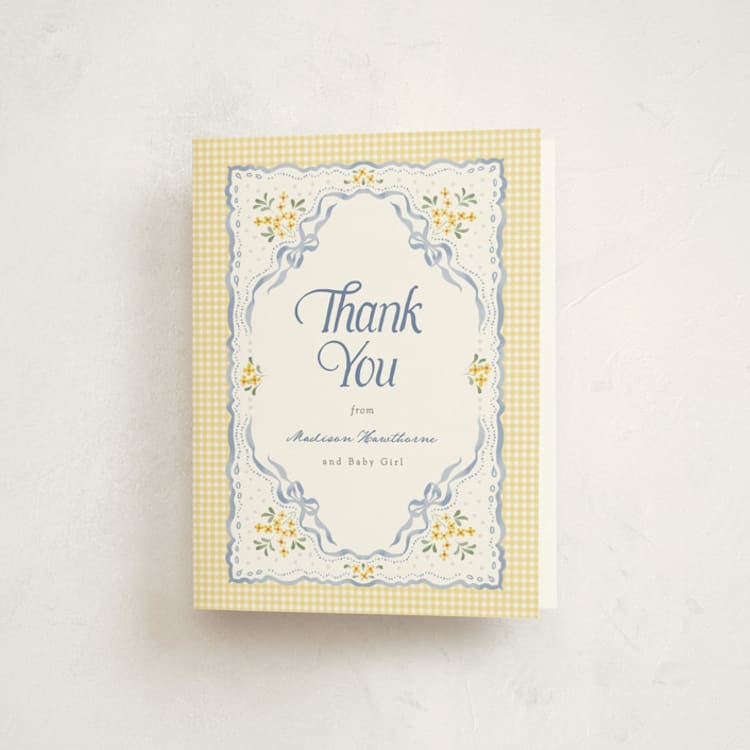 "Baby Eyelet" - Baby Shower Thank You Cards in Sunshine by Erin L. Wilson - Front