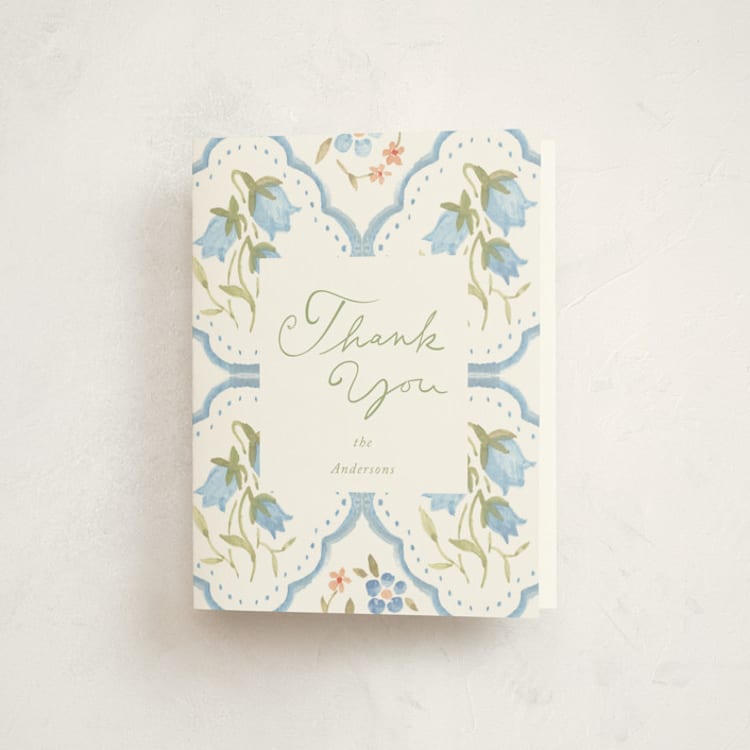 "BlueFloralbaby" - Baby Shower Thank You Cards in Icing by samovilka - Front