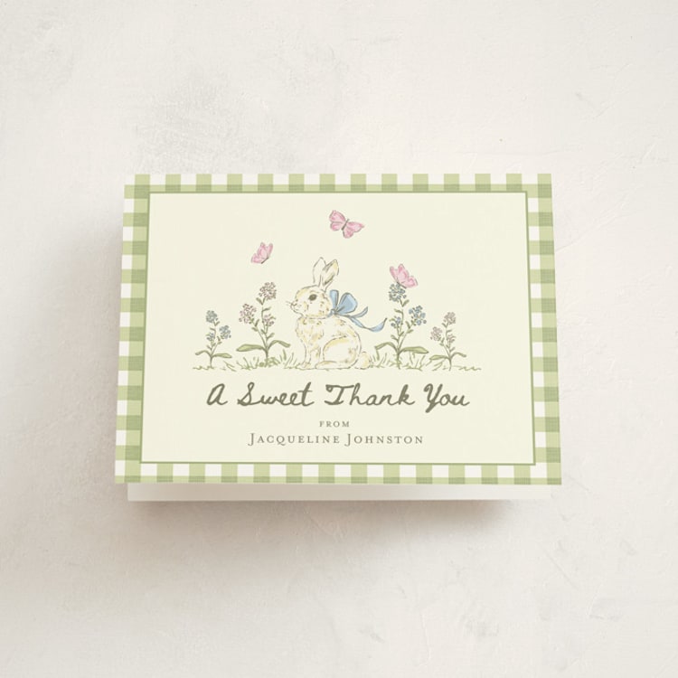 "Somebunny Special Storybook" - Baby Shower Thank You Cards in Grass by Holton Art and Design - Front