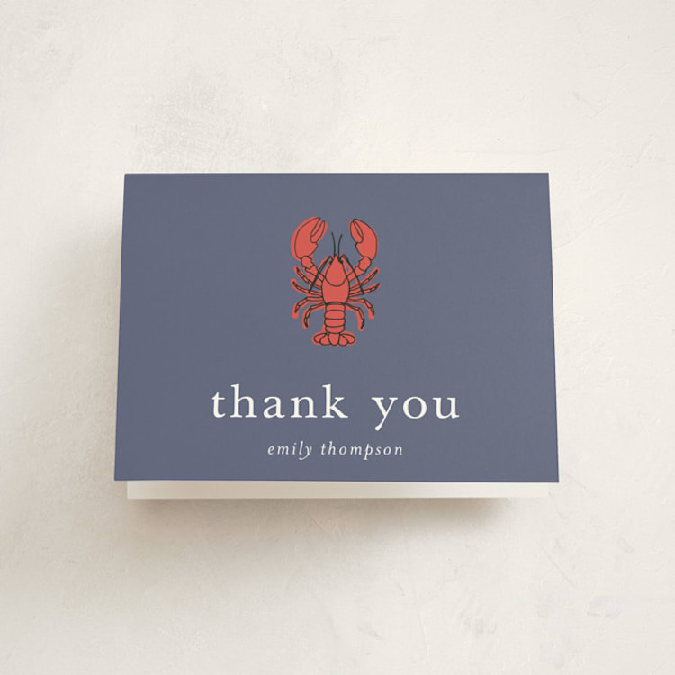 "My Lobster" - Baby Shower Thank You Cards in Denim by Wendy Taylor - Front