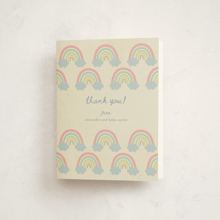 "Rainbow Sprinkles" - Baby Shower Thank You Cards in Sweet Mint by Ilene Guy - Front