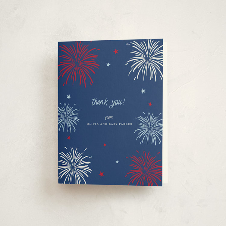 "Americana " - Baby Shower Thank You Cards in Navy by Ilene Guy - Front