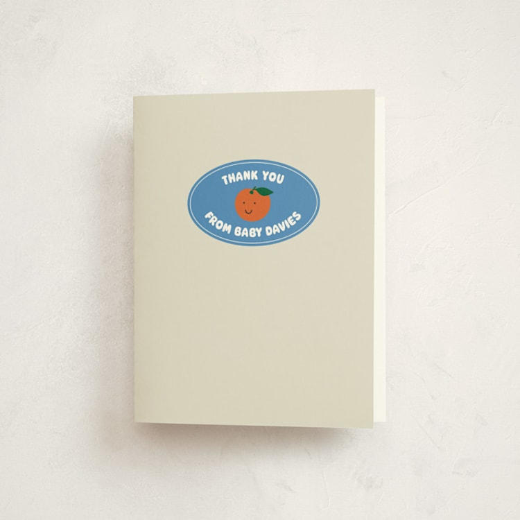 "little cutie sticker" - Baby Shower Thank You Cards in Aqua by Studio Suku - Front