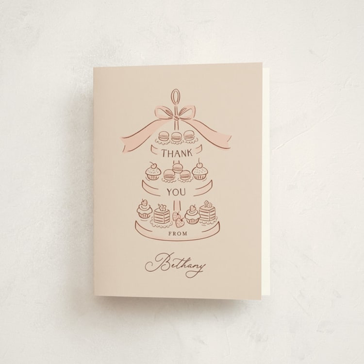 "Tea Party" - Baby Shower Thank You Cards in Blush by JeAnna Casper - Front