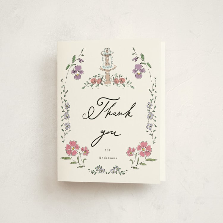 "RabbitAndFlowers" - Baby Shower Thank You Cards in Icing by samovilka - Front