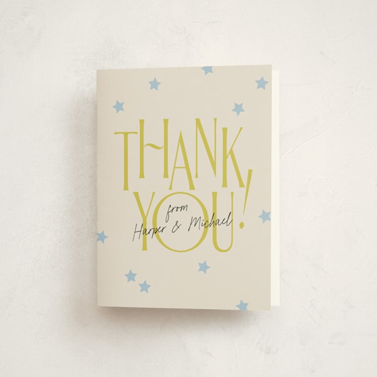 "Bright Star" - Baby Shower Thank You Cards in Skylight by Laura Hankins - Front