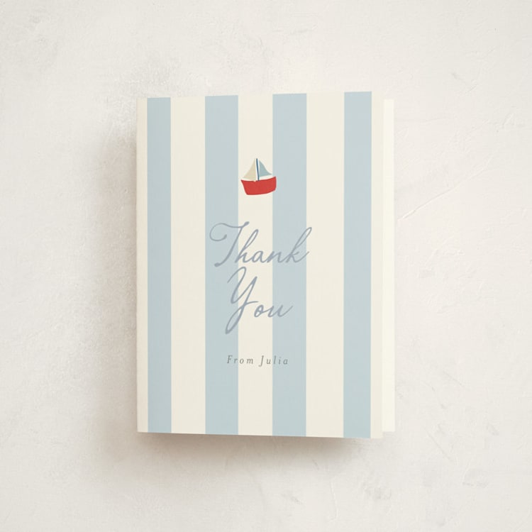 "Sail Boats Baby" - Baby Shower Thank You Cards in Periwinkle by Angela Thompson - Front
