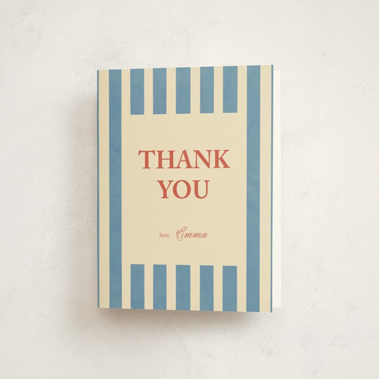 "Elegant stripes" - Baby Shower Thank You Cards in Azure by motifmyway - Front