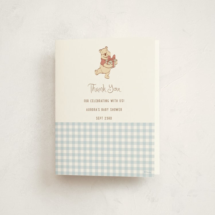 "Disney's Winter Pooh" - Baby Shower Thank You Cards in Sky by Teju Reval - Front