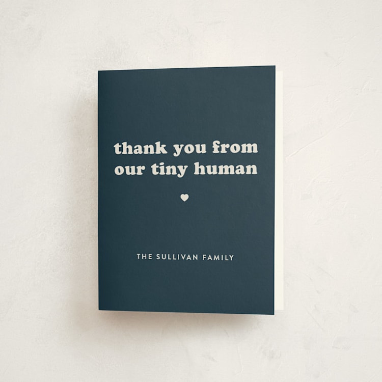 "Tiny Human" - Baby Shower Thank You Cards in Whale by Corinne Malesic - Front