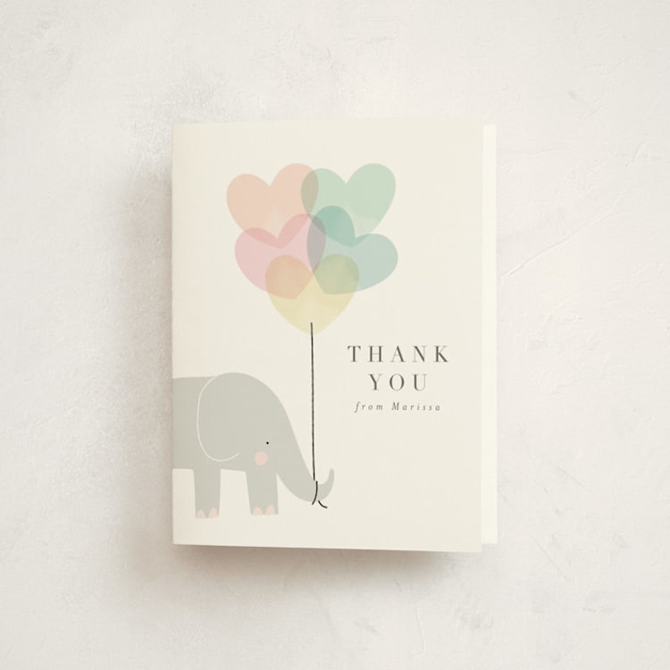 "Elephant" - Baby Shower Thank You Cards in Peony by lori jacobs wemple - Front