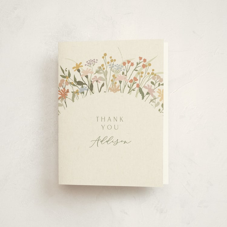 "Meadow flowers" - Baby Shower Thank You Cards in Vanilla by Jennifer Wick - Front