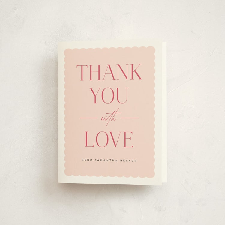 "Due With Two" - Baby Shower Thank You Cards in Carnation by Erica Krystek - Front