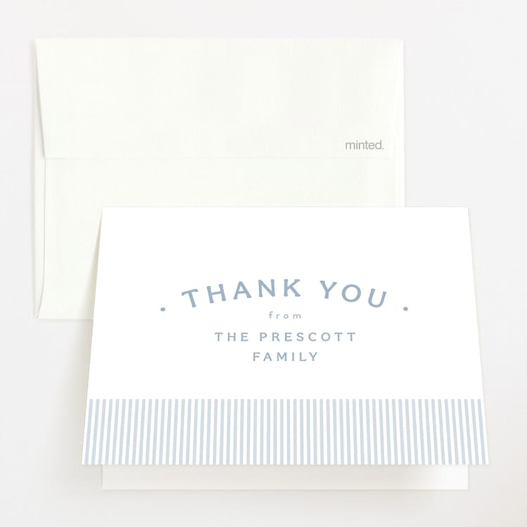 "A cute stripe" - Baby Shower Thank You Cards in Sky by Lea Delaveris - Front