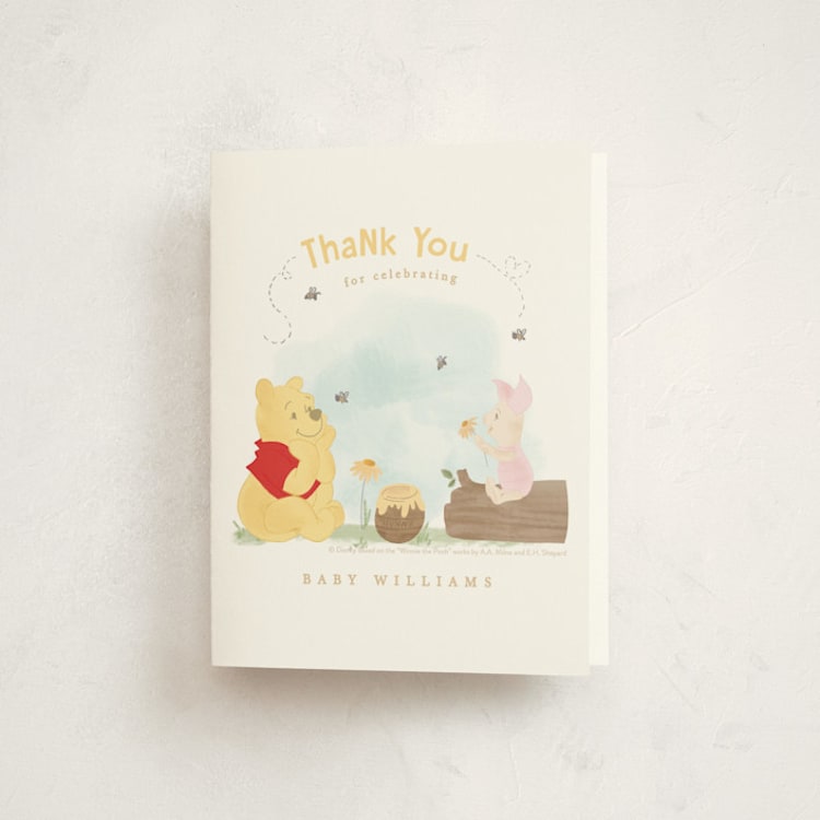 "Disney's Winnie The Pooh a little hunny" - Baby Shower Thank You Cards in Sky by Creo Study - Front