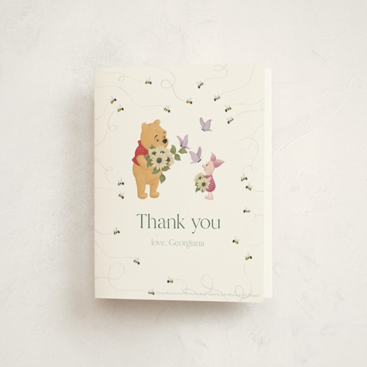 "Disney's Winnie the Pooh In Bloom" - Baby Shower Thank You Cards in Spring by Townsend Majors - Front