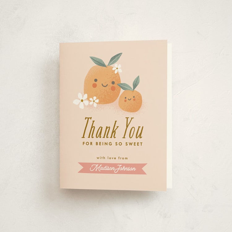 "little cutie oranges" - Baby Shower Thank You Cards in Peach by Karidy Walker - Front
