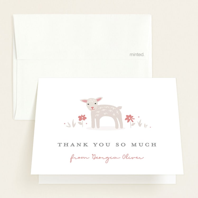 "Sweet Farm" - Baby Shower Thank You Cards in Poppy by Carolyn MacLaren - Front
