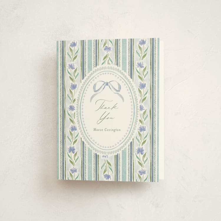 "Wildflower Ribbon" - Baby Shower Thank You Cards in Cotswolds by Jackie Crawford - Front