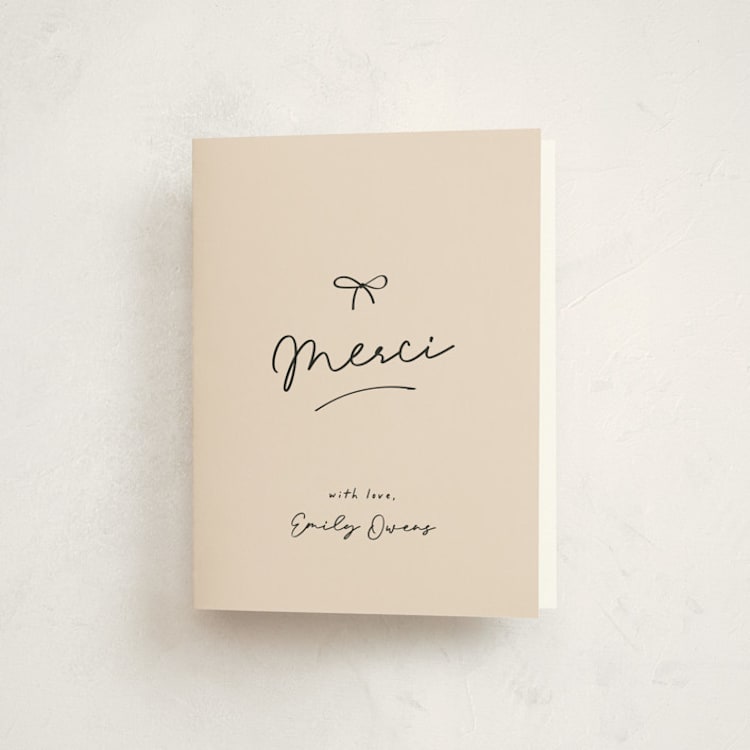 "Oh Bebe" - Baby Shower Thank You Cards in Blush by Ashley Iwafuchi - Front