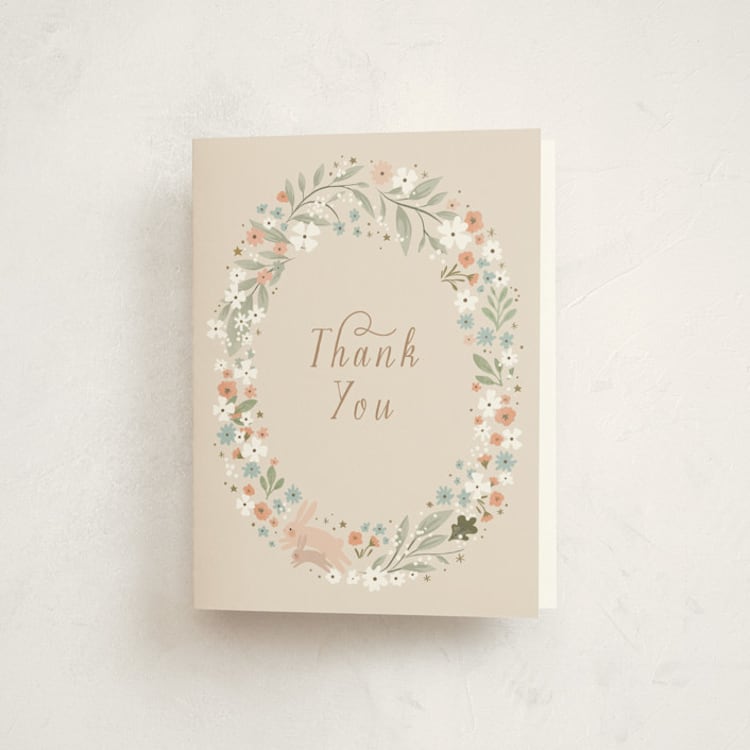 "Twinkle Bunny" - Baby Shower Thank You Cards in Sand by Hannah Williams - Front