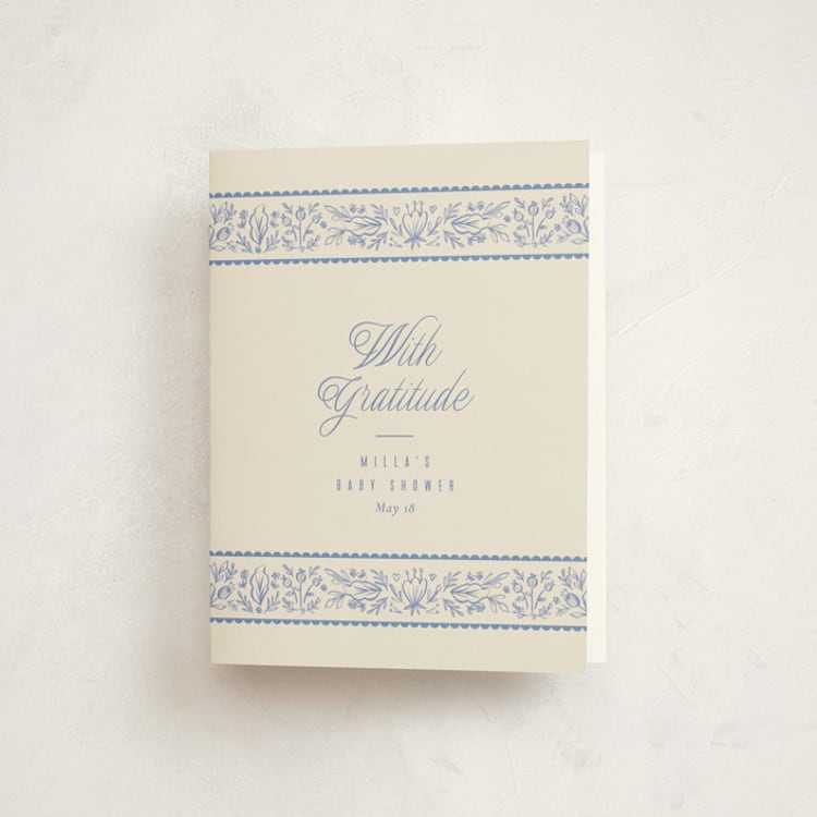 "Bloomy Baby" - Baby Shower Thank You Cards in Cobalt by Ana Sharpe - Front
