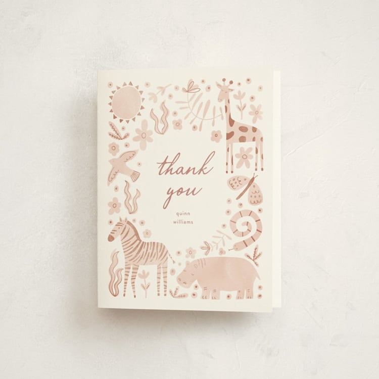 "Creatures" - Baby Shower Thank You Cards in Sherbet by Pixel and Hank - Front