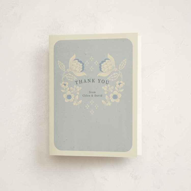 "Pastel Baby Blooms" - Baby Shower Thank You Cards in Bluebird by Peony Rose Design - Front