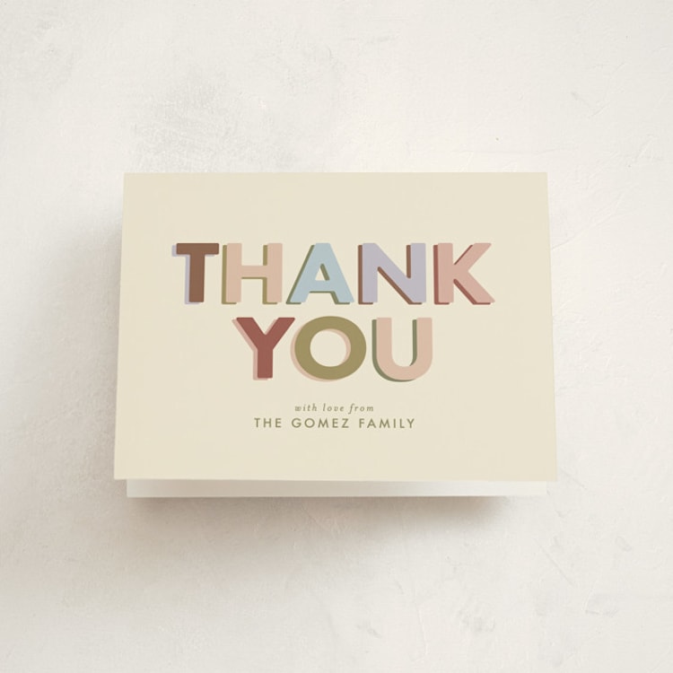 "block letters" - Baby Shower Thank You Cards in Muted by Ellen Schlegelmilch - Front