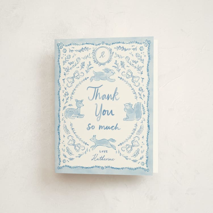 "Folk woodland" - Baby Shower Thank You Cards in Sky by Creo Study - Front