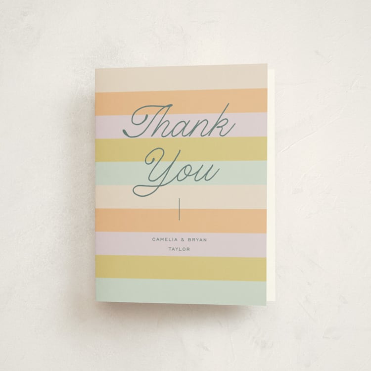 "Striped" - Baby Shower Thank You Cards in Wildflower by Pixel and Hank - Front
